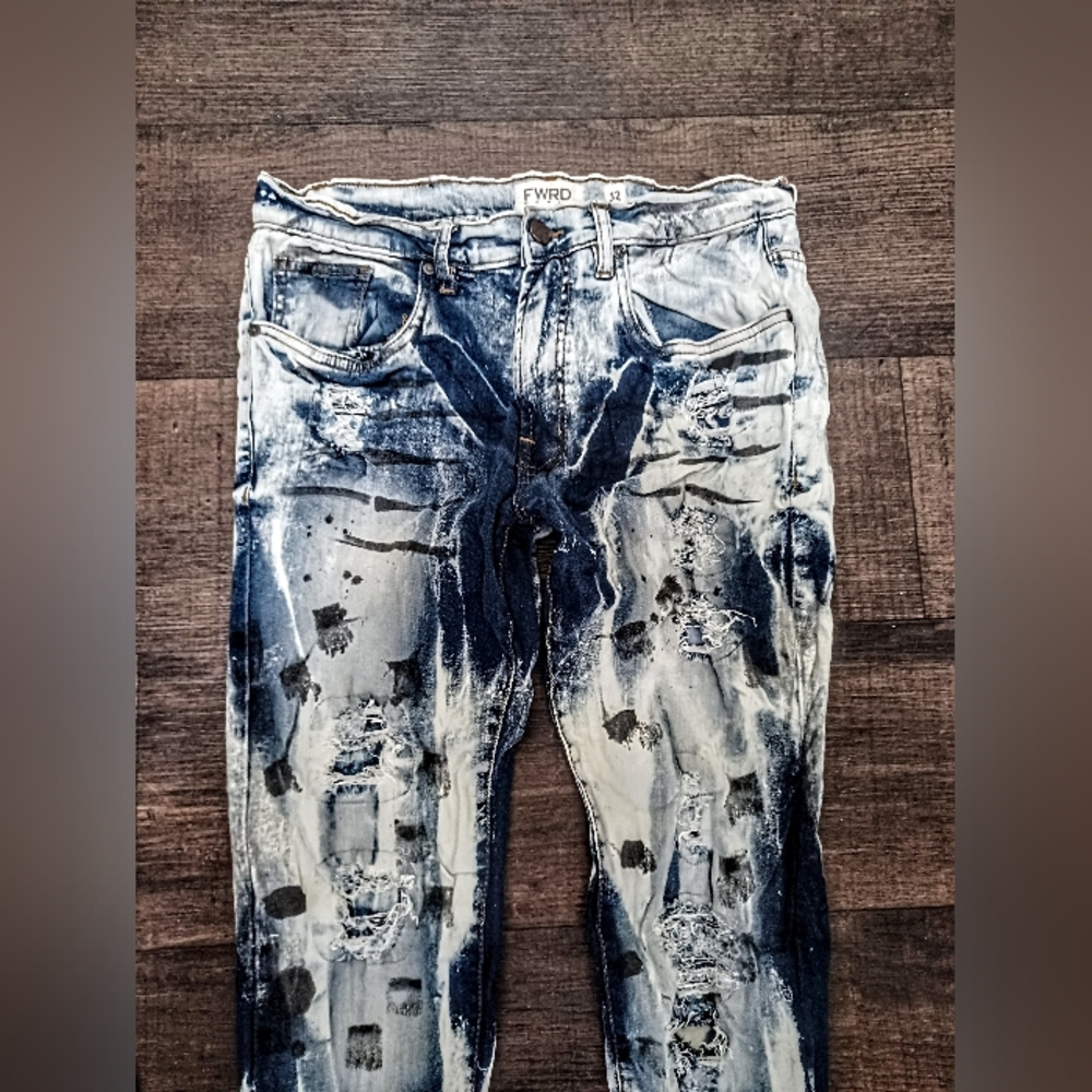 Distressed Blue Jeans